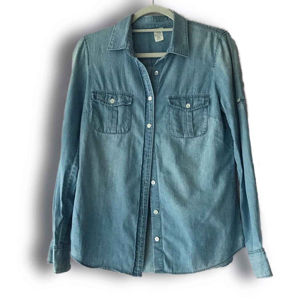 J. Crew Western Ladies Chambray Shirt Size: 4